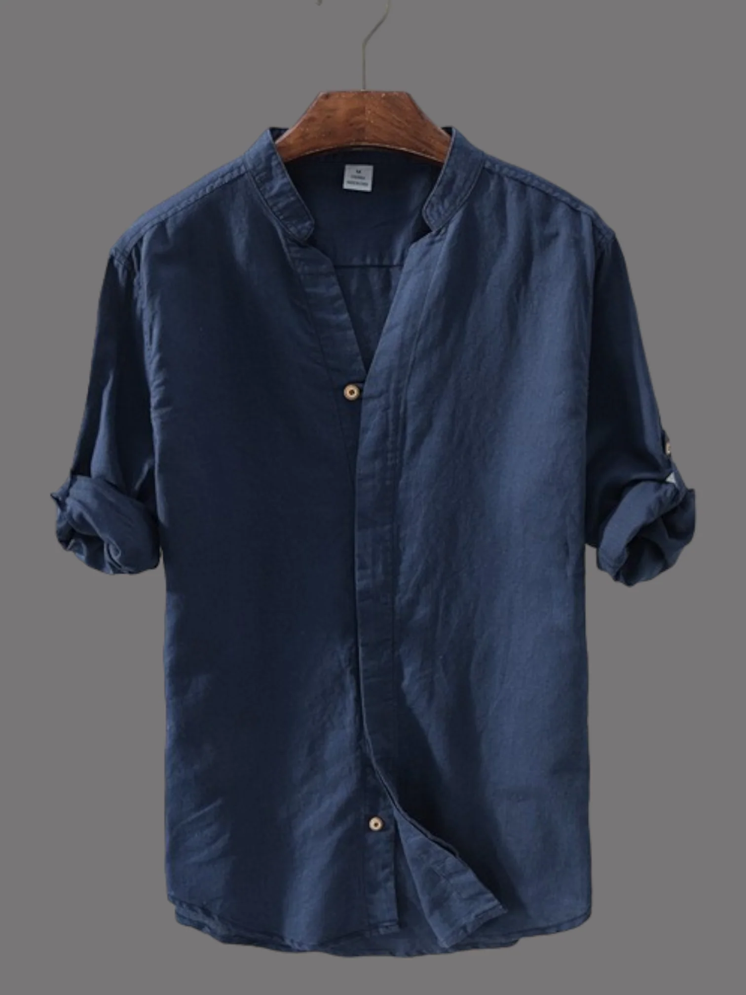 A Men Cotton Long Sleeve White Casual Shirt_BLUE_COLOR
